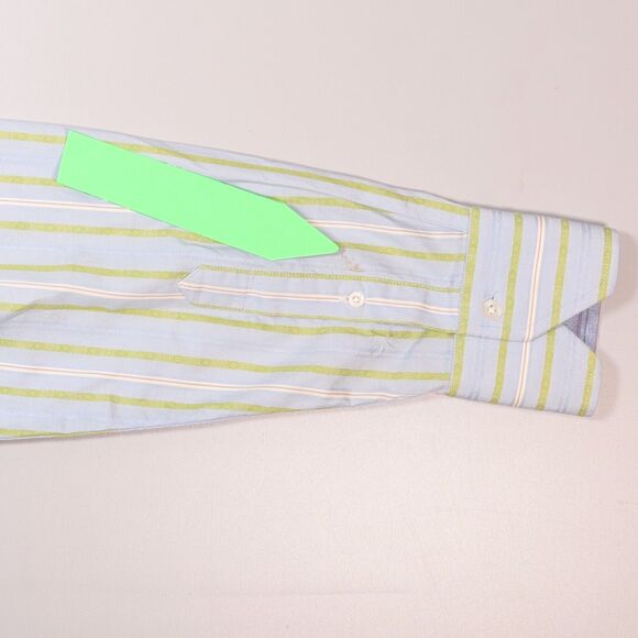 Robert Graham Shirt Long Sleeve Stripe Blue Flip Cuff Mens Large - Picture 7 of 11